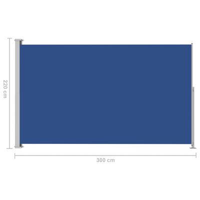 vidaXL Прибираща се дворна странична тента, 220x300 см, синя