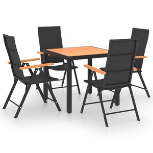 vidaXL Градински трапезен комплект, 5 части, черно и кафяво