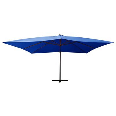 vidaXL Конзолен чадър с дървен прът, 400x300 см, лазурно синьо