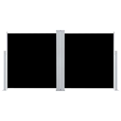 vidaXL Прибираща се дворна странична тента, черна, 117x600 см