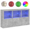 vidaXL Сайдборд с LED светлини, бетонно сив, 181,5x37x100 см