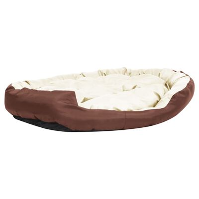 vidaXL Реверсивно и миещо се кучешко легло кафявокремаво 150x120x25 см