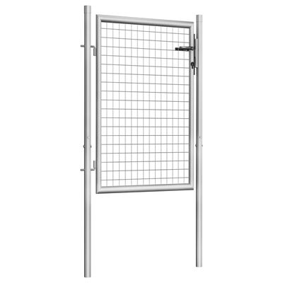 vidaXL Градинска врата, поцинкована стомана, 105x150 см, сребриста