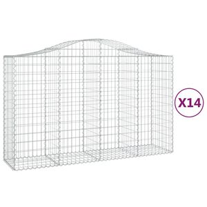 vidaXL Габионни кошници арка 14 бр 200x50x120/140см поцинковано желязо