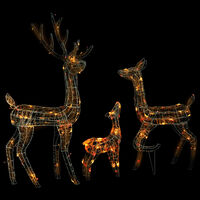 vidaXL Акрилна коледна украса семейство елени, 300 LED, цветна