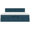 vidaXL Османска легло с матраци и LED, тъмносиньо, 200x200 см, кадифе
