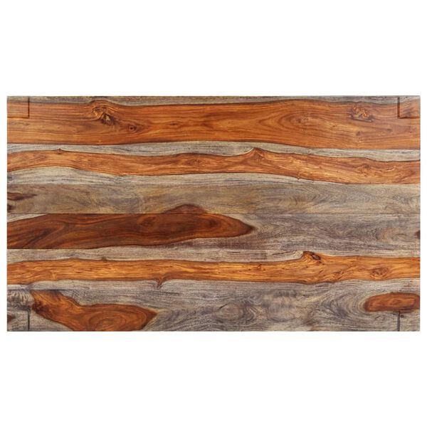 vidaXL Трапезна маса, сива, 140x70x76 см, акациево дърво масив