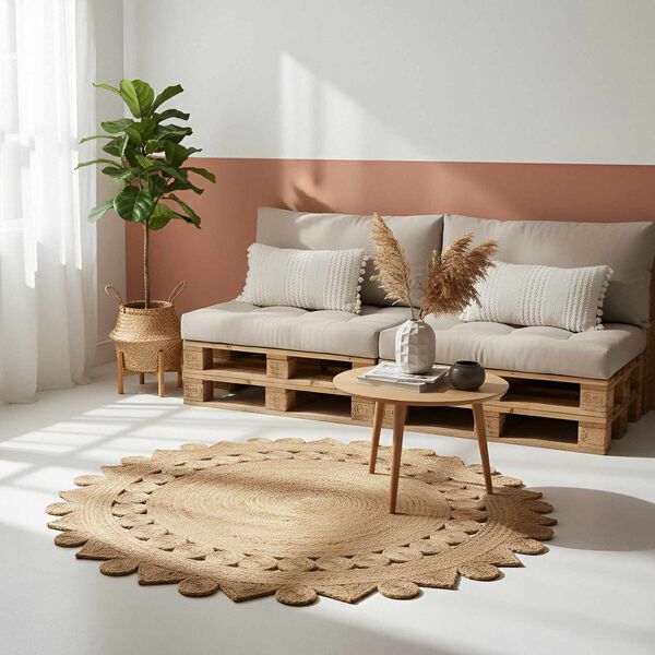 vidaXL Килим Кафяво &Oslash; 240 см юта