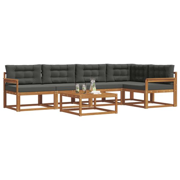 vidaXL Комплект дивани за открито 6 pcs Натурален и Антрацит