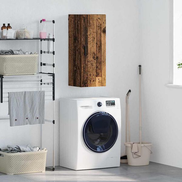 vidaXL Стенен шкаф Старо дърво 34,5 x 34 x 90 см Инженерно дърво