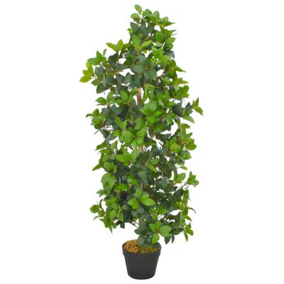 vidaXL Изкуствено растение лаврово дърво със саксия, зелено, 120 см