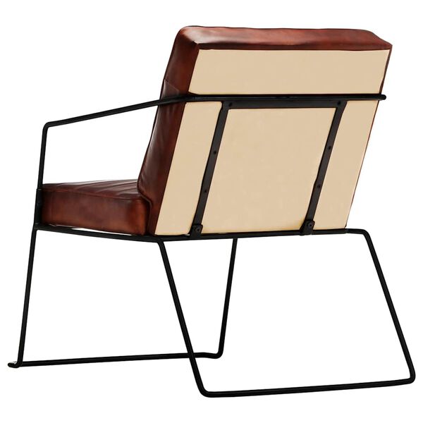 vidaXL Фотьойл, тъмнокафяв, естествена кожа