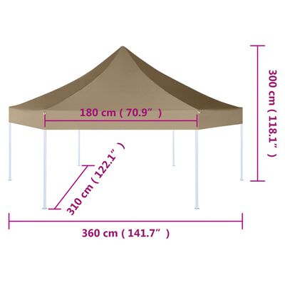vidaXL Шестоъгълна pop-up сгъваема шатра 3,6x3,1 м таупе 220 г/м²