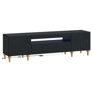 vidaXL LED телевизионен кабинет ALKMAAR 153 x 35 x 43 см Черно