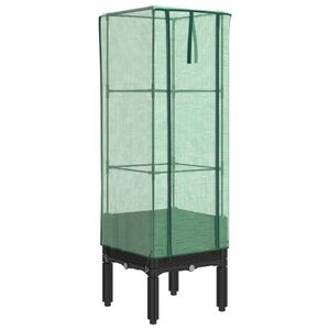 vidaXL Повдигнато легло с оранжерия калъф, ратанов вид, 40x40x140 см