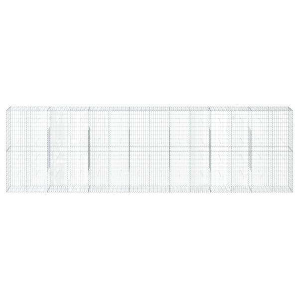 vidaXL Габионна кошница с покритие, 700x50x200 см, поцинковано желязо