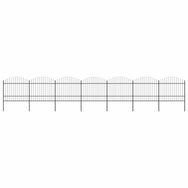 vidaXL Градинска ограда с връх тип копие, стомана, 1248x175 см, черна