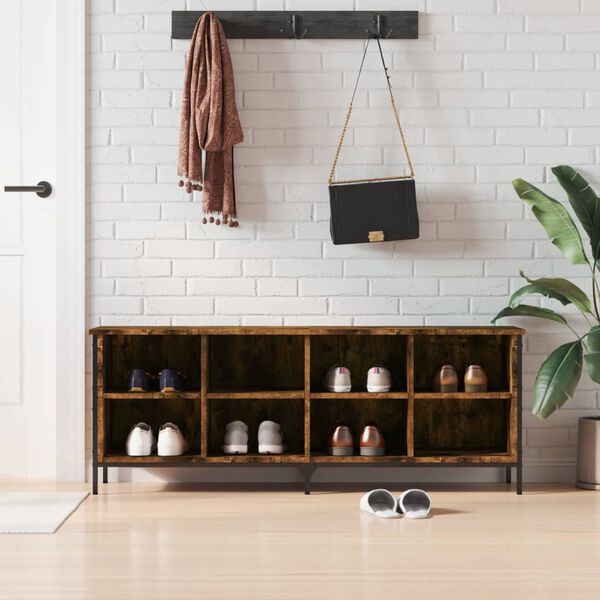 vidaXL Шкаф за обувки, опушен дъб, 131x35x50 см, инженерно дърво