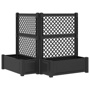 vidaXL Голяма саксия с решетка 2 pcs Антрацит 143 x 143 x 133,5 см ПП