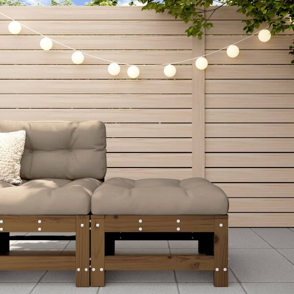 vidaXL Градинска табуретка с възглавница, меденокафява, бор масив