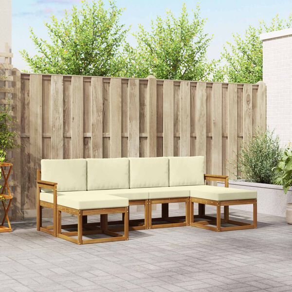 vidaXL Комплект дивани за открито 6 pcs Натурален и Крема