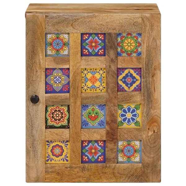 vidaXL Окачен шкаф за баня със съхранение Естествен 38 x 33,5 x 48 см