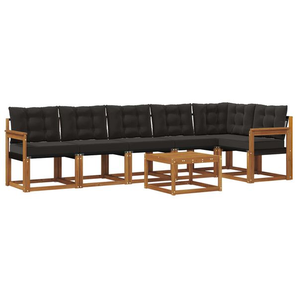 vidaXL Комплект дивани за открито 7 pcs Естествено и черно