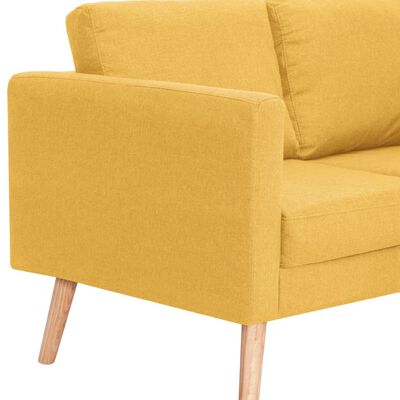 vidaXL 3-местен диван, текстил, жълт
