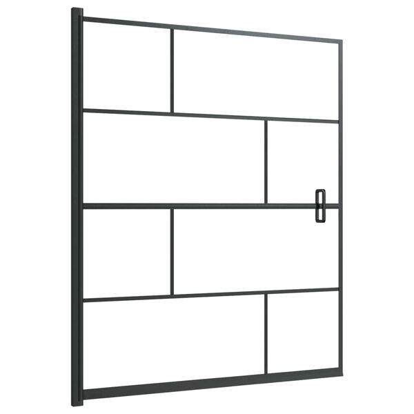 vidaXL Душ параван, ESG стъкло, 116x140 см, черен
