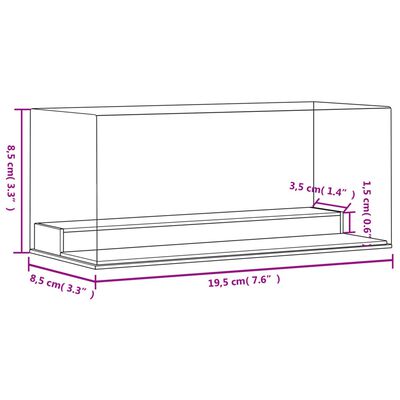 vidaXL Кутия витрина, прозрачна, 19,5x8,5x8,5 см, акрил