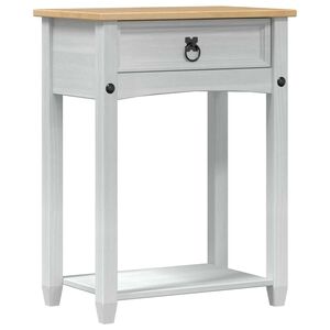 vidaXL Конзолна масичка Бяло 55 x 35 x 73 см Солидно борово дърво