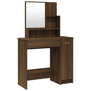vidaXL Тоалетка с огледало, Кафяв дъб, 86,5x35x136 см