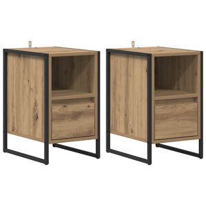 vidaXL Нощно шкафче с чекмедже 2 pcs Дъб Артизан 39,5 x 30 x 50 см