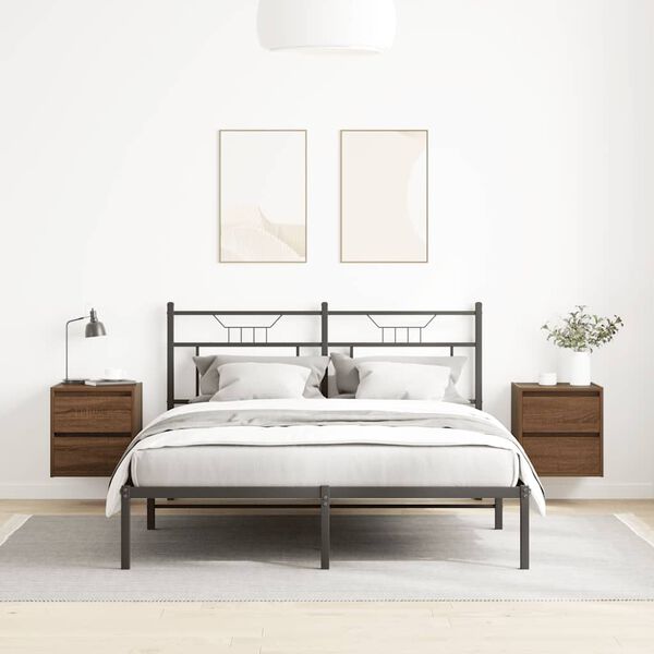 vidaXL Нощни шкафчета за стенен монтаж, 2 бр, кафяв дъб, 38x34x40 см