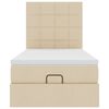 vidaXL Османска легло с матрак, кремаво, 100x200 см, плат