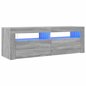 vidaXL ТВ шкаф с LED осветление, сив сонома, 120x35x40 см