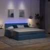 vidaXL Османска легло с матраци и LED, тъмносиньо, 200x200 см, кадифе