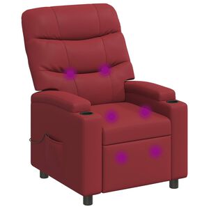 vidaXL Масажен стол реклайнер Виненочервен 75 x 93 x 102 cm Текстил
