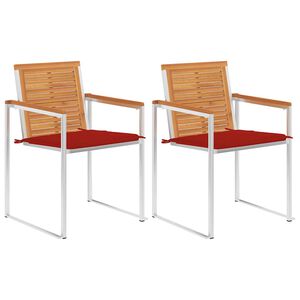 vidaXL Градински столове с възглавници, 2 бр, акация масив и стомана