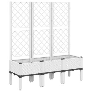 vidaXL Градински сандък с пергола, бял, 120x40x142 см, PP