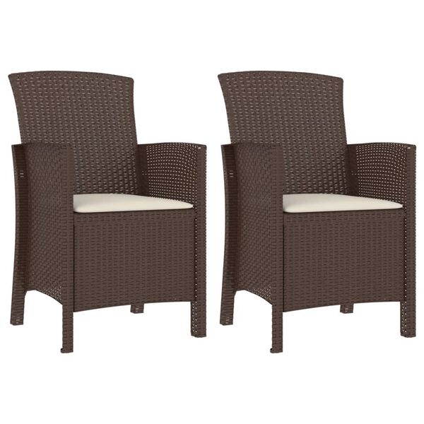 vidaXL 3-местен градински лаундж комплект с възглавници PP ратан кафяв