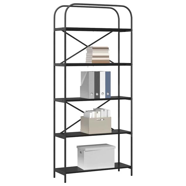 vidaXL Рафт за книги Черния дъб 80 x 30 x 183 см Инженерно дърво