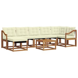 vidaXL Комплект дивани за открито 8 pcs Натурален и Крема