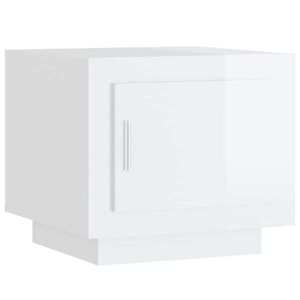 vidaXL Кафе маса, бял гланц, 51x50x45 см, инженерно дърво