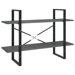 vidaXL 2-етажна библиотека, сива, 100x30x70 см, борово дърво масив