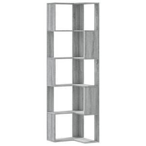 vidaXL Ъглова етажерка 5 рафта сив сонома 50x50x179 см инженерно дърво