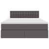 vidaXL Легло с място за съхранение и LED Сив 140 x 200 cm Изкуствена