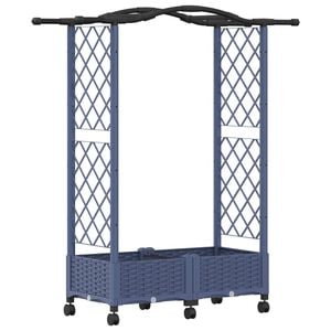vidaXL Повдигнато легло с решетка и покривка Сиво 124 x 40 x 129 см ПП