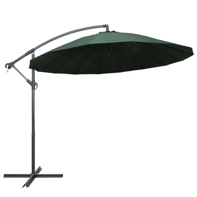 vidaXL Висящ чадър за слънце, зелен, 3 м, алуминиев прът