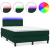 vidaXL Боксспринг легло с матрак и LED, тъмнозелено, 120x210 см, кадифе